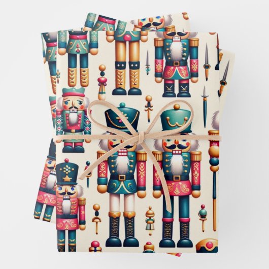 Retro Nutcracker Weihnachtswrapping Paper Geschenkpapier Set (Beispiel)