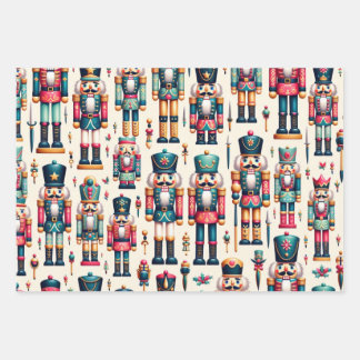 Retro Nutcracker Weihnachtswrapping Paper Geschenkpapier Set