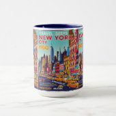 Retro NYC Reisen Kunst | Lebhaftes Skyline Design Tasse (Zentrum)