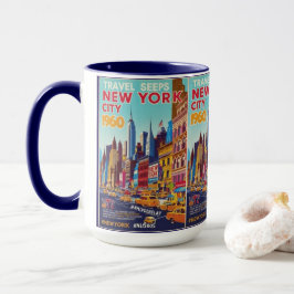 Retro NYC Reisen Kunst | Lebhaftes Skyline Design Tasse
