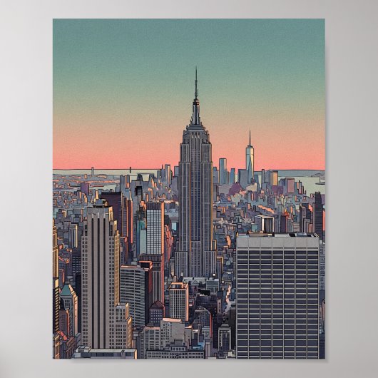 Retro-NYC-Skyline-Plakat Poster (Vorne)