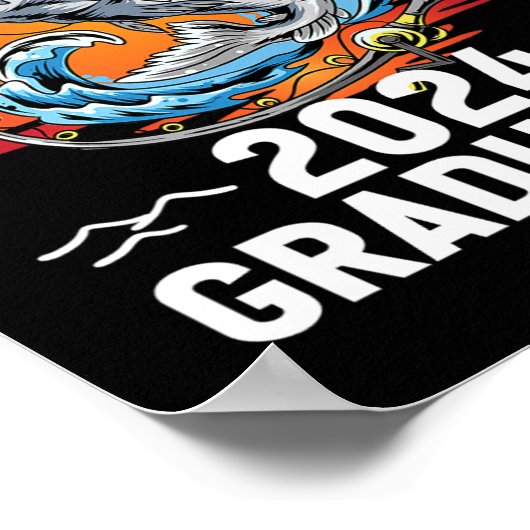 Retro O-fish-ally 2024 Abitur Senior Abschluss Poster (Ecke)