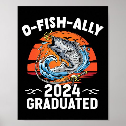 Retro O-fish-ally 2024 Abitur Senior Abschluss Poster (Vorne)