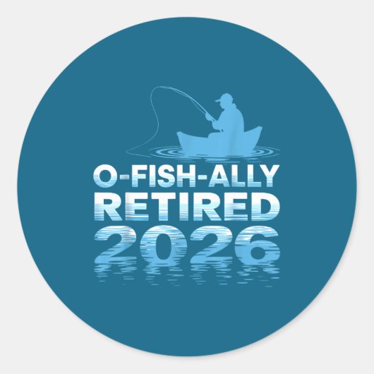 Retro O-fish-ally Retired 2026 Fisherman Fishing R Runder Aufkleber (Vorderseite)