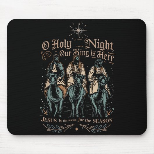 Retro O Holy Night Our King Is Here Christian Reli Mousepad (Vorne)