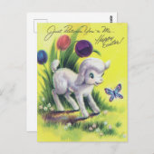 Retro Oaster Lamb Happy Oaster Postkarte (Vorne/Hinten)