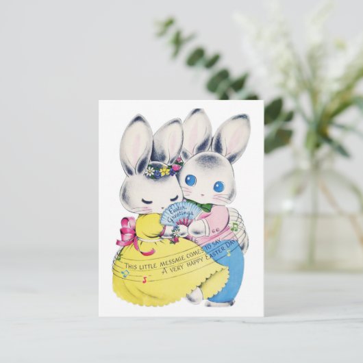 Retro Oaster Rabbits Postkarte (Stehend Vorderseite)