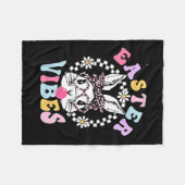 Retro Oaster Vibes Bunny Rabbit Face Leopard Gles Fleecedecke (Vorderseite (Horizontal))