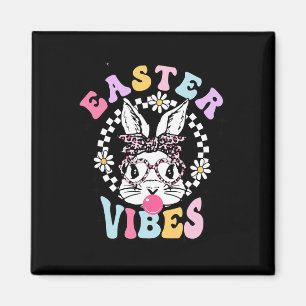 Retro Oaster Vibes Bunny Rabbit Face Leopard Gles Magnet