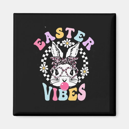 Retro Oaster Vibes Bunny Rabbit Face Leopard Gles Magnet (Vorne)