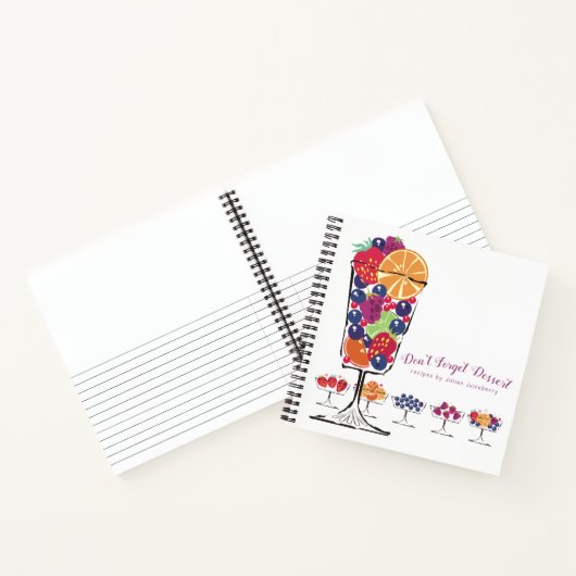 Retro Obstsalat personalisiertes Kochbuch Notizblock (Innenseite)