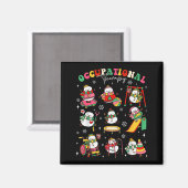 Retro Occupational Therapy Christmas Snowman Ot Ot Magnet (Vorderseite/Rückseite)