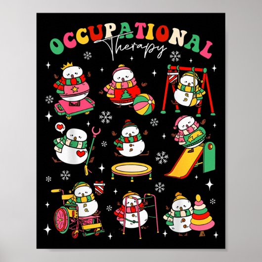 Retro Occupational Therapy Christmas Snowman Ot Ot Poster (Vorne)