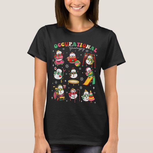 Retro Occupational Therapy Christmas Snowman Ot Ot T-Shirt (Vorderseite)
