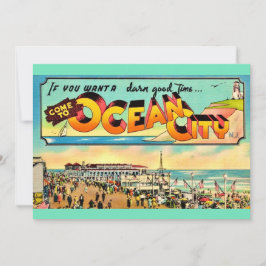 Retro Ocean City NJ Greetings Big 5x7 Postcard Dankeskarte