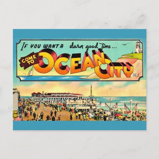 Retro Ocean City NJ Grußkarte Postkarte (Vorderseite)