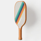 Retro Ocean Rainbow Streifen mit Namen Pickleball Schläger (Links)
