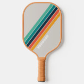 Retro Ocean Rainbow Streifen mit Namen Pickleball Schläger (Rückseite)