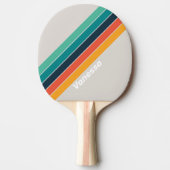 Retro Ocean Rainbow Streifen mit Namen Tischtennis Schläger (Vorderseite)