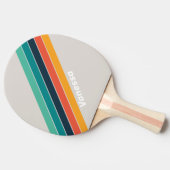 Retro Ocean Rainbow Streifen mit Namen Tischtennis Schläger (Seitenansicht)