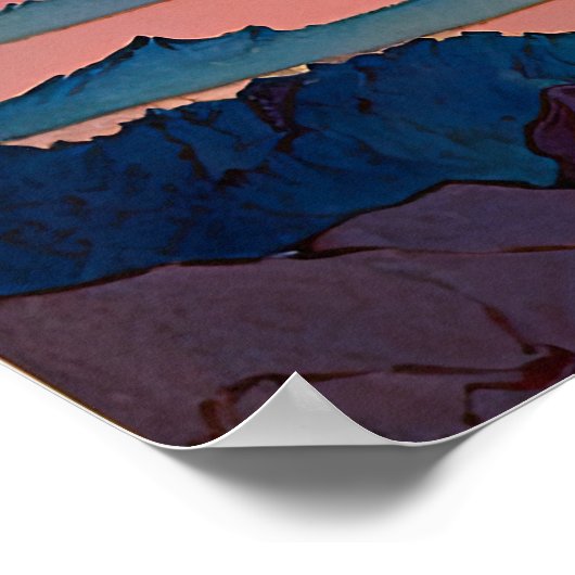 Retro Ocean Sunset Illustration Kunst Poster (Ecke)