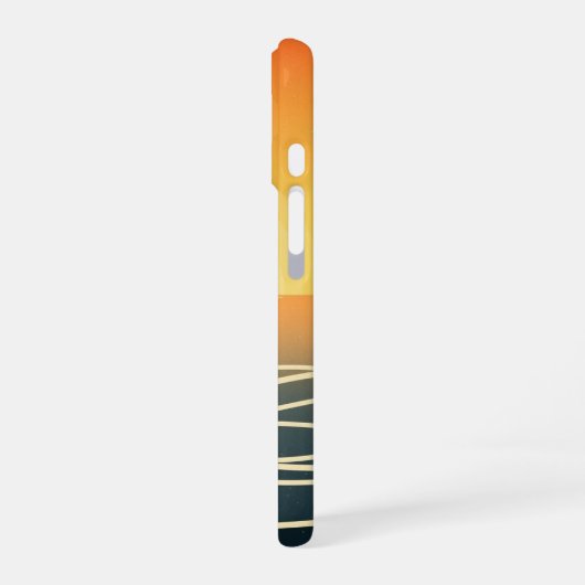 Retro Ocean Sunset Waves iPhone 16 Hülle (Linke Seite)