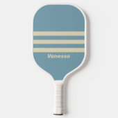 Retro Ocean Three Across Striss mit Name Pickleball Schläger (Rückseite)