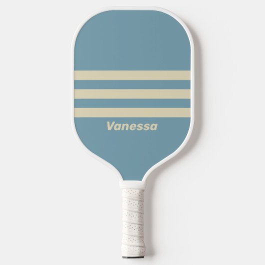 Retro Ocean Three Across Striss mit Name Pickleball Schläger (Vorderseite)