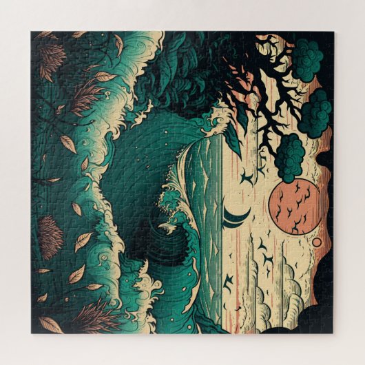 Retro Ocean Waves Puzzle (Horizontal)