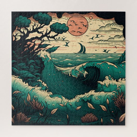 Retro Ocean Waves Puzzle (Vertikal)