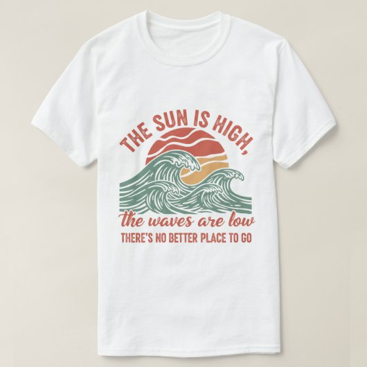 Retro Ocean Waves Sunset Graphic T-Shirt (Design vorne)