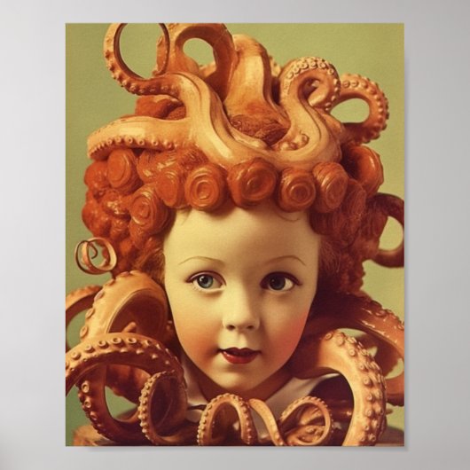 Retro Octopus Puppenkopfeinheit Poster (Vorne)