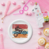 Retro Off Road Motorrad Motocross Enduro Pappteller (Party)