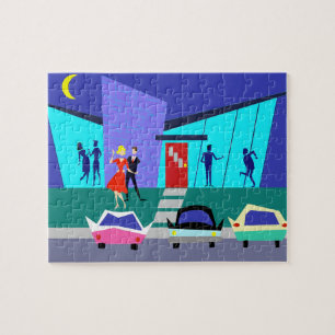 Retro offenes Haus-Party-Puzzlespiel Puzzle