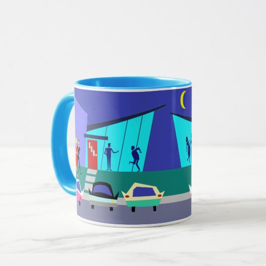Retro offenes Haus-Party-Tasse Tasse (Vorderseite Links)