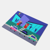 Retro offenes Haus-Party-Tür-Matte Fußmatte (Schrägansicht)