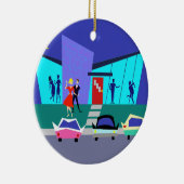 Retro offenes Haus-Party-Weihnachtsverzierung Keramikornament (Rechts)