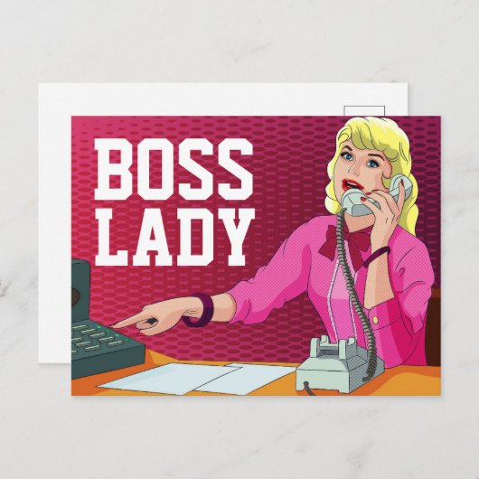 RETRO OFFICE BOSS LADY POSTCARD POSTKARTE (Vorne/Hinten)