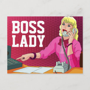 RETRO OFFICE BOSS LADY POSTCARD POSTKARTE