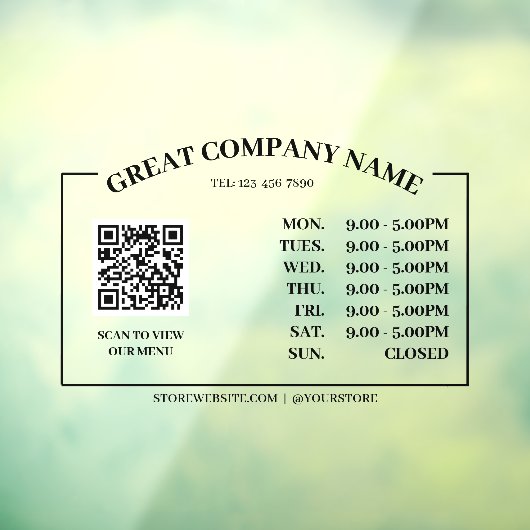 Retro Office Opening Time, Business QR Code Fensteraufkleber (Blatt 3)