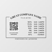 Retro Office Opening Time, Business QR Code Fensteraufkleber (Blatt)