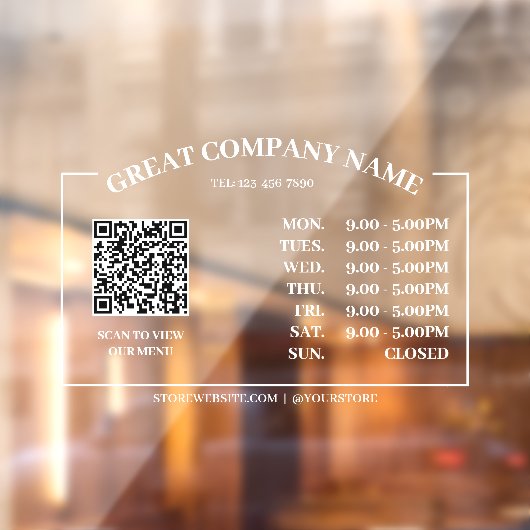 Retro Office Opening Time, Business QR Code Window Fensteraufkleber (Blatt 2)