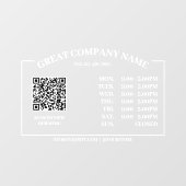 Retro Office Opening Time, Business QR Code Window Fensteraufkleber (Blatt)