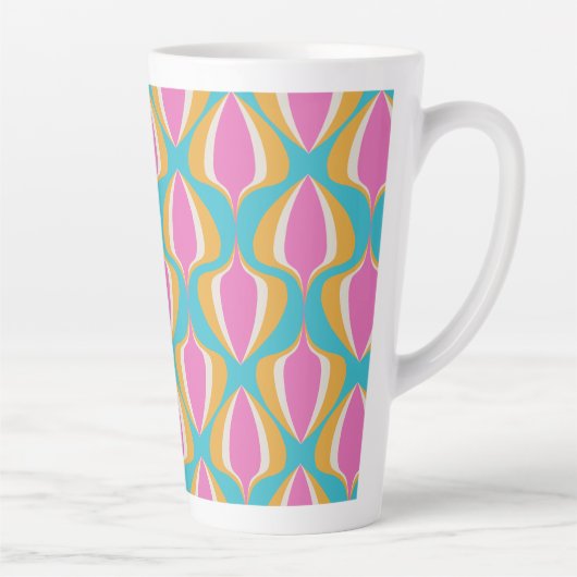 Retro Ogee Blau Orange Pink Milchtasse (Rechts)