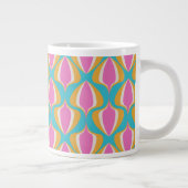 Retro Ogee Blue Orange Pink Jumbo-Tasse (Rechts)