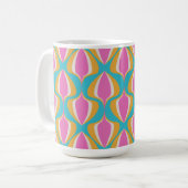 Retro Ogee Blue Orange Pink Kaffeetasse (Vorderseite Links)
