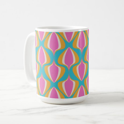 Retro Ogee  Blue Orange Pink Kaffeetasse (Vorderseite Links)