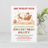 Retro Oh What Fun Editable Christmas Party Einladung (Stehend Vorderseite)