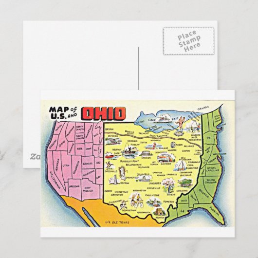 Retro Ohio Postkarte (Vorne/Hinten)