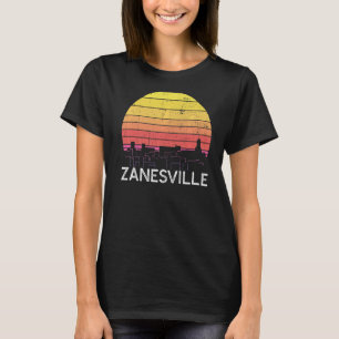 Retro Ohio Zanesville Skyline Vintag Urban Buildi T-Shirt